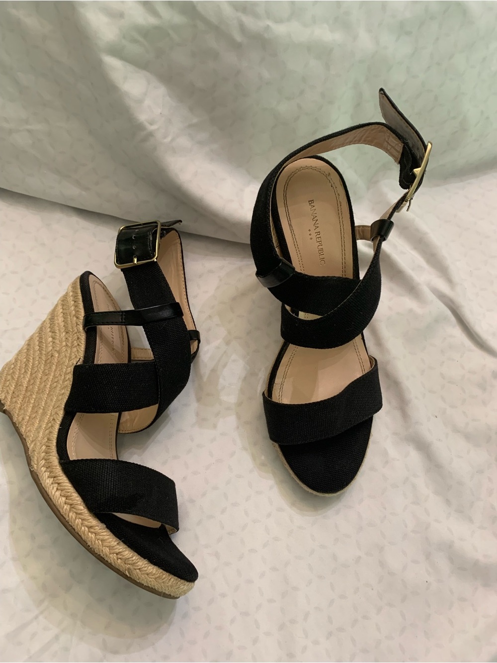 Banana Republic Black Espadrille Wedge Sandals